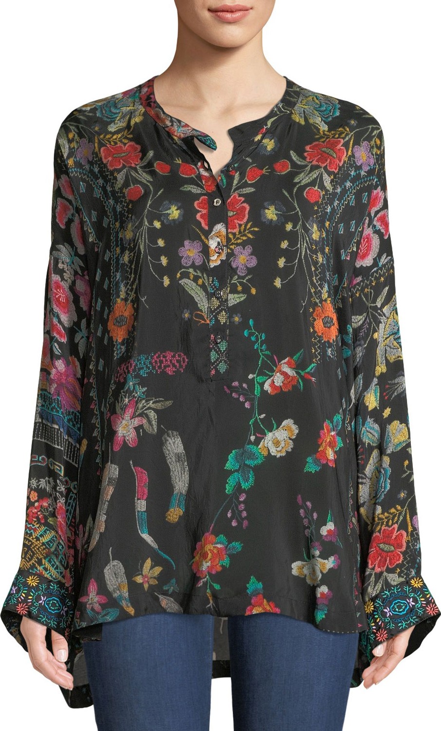 Johnny Was Ellamo Floral-Print Boxy Top