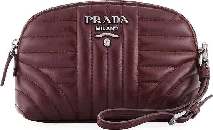 Prada Impunture Soft Calf Cosmetics Case with Wristlet Strap