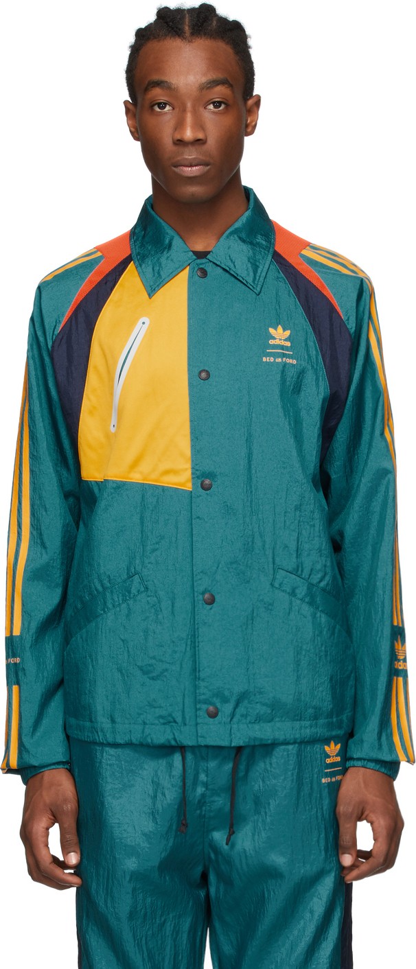 BED J.W. FORD Green & Multicolor adidas Originals Edition Bench Jacket