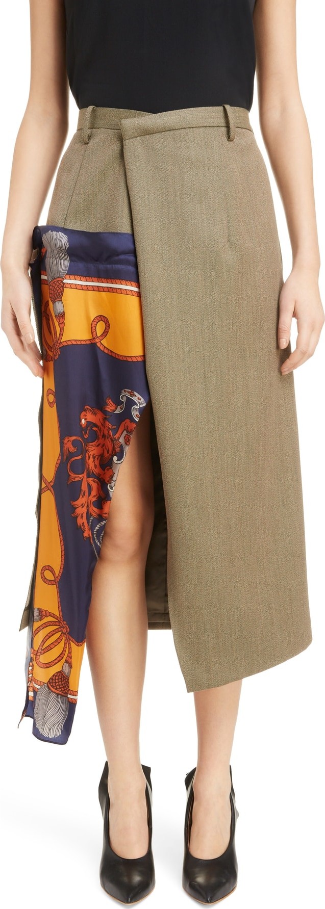 Toga Scarf Panel Wool Wrap Skirt