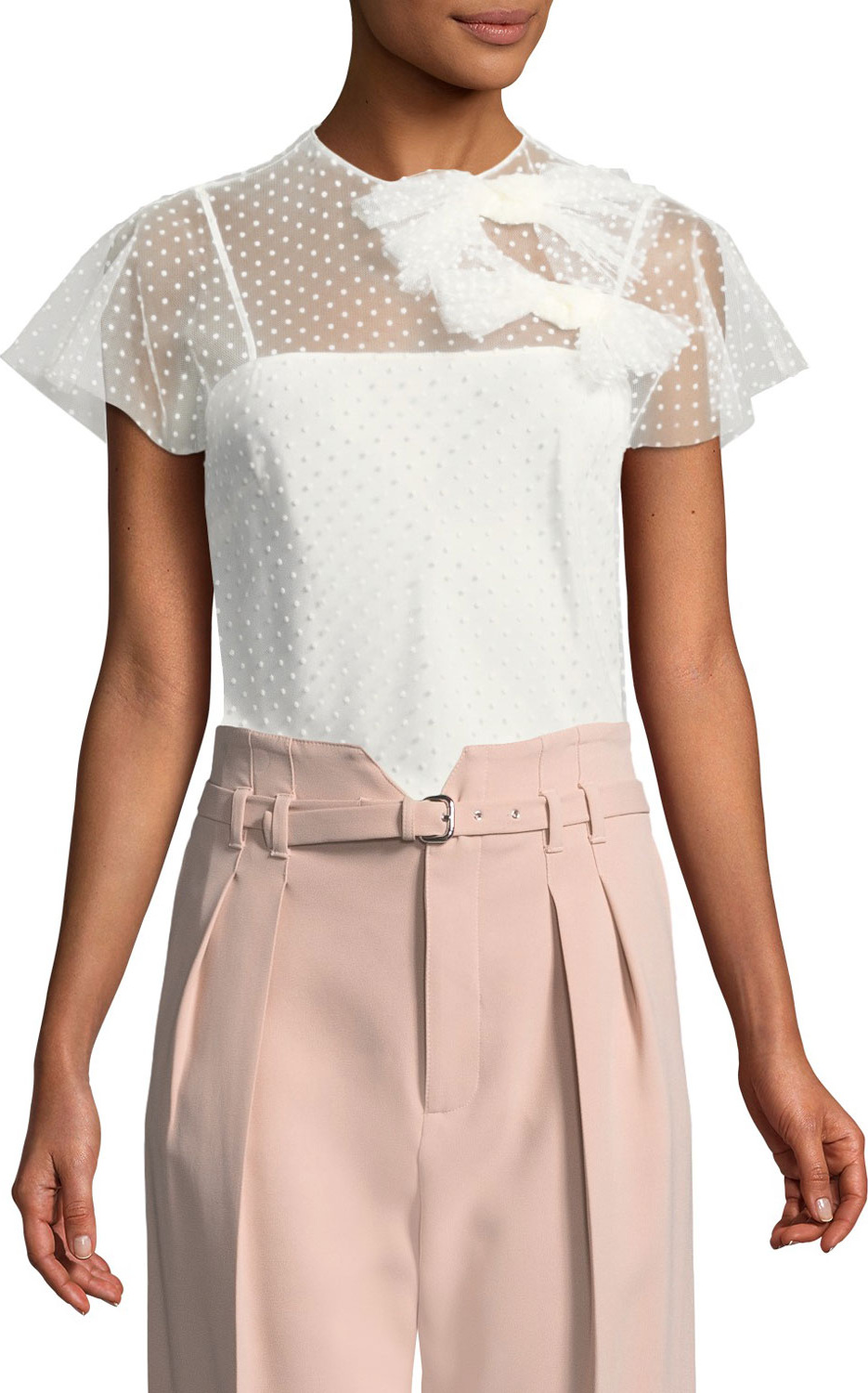RED Valentino Flocked Polka Dot Top