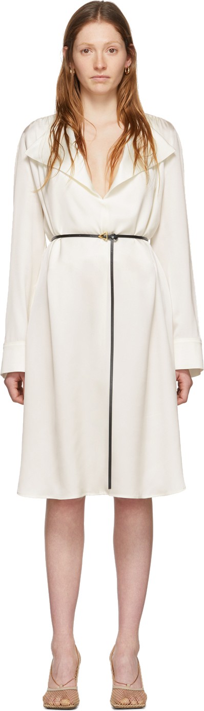 Bottega Veneta Off-White Silk Belt Dress
