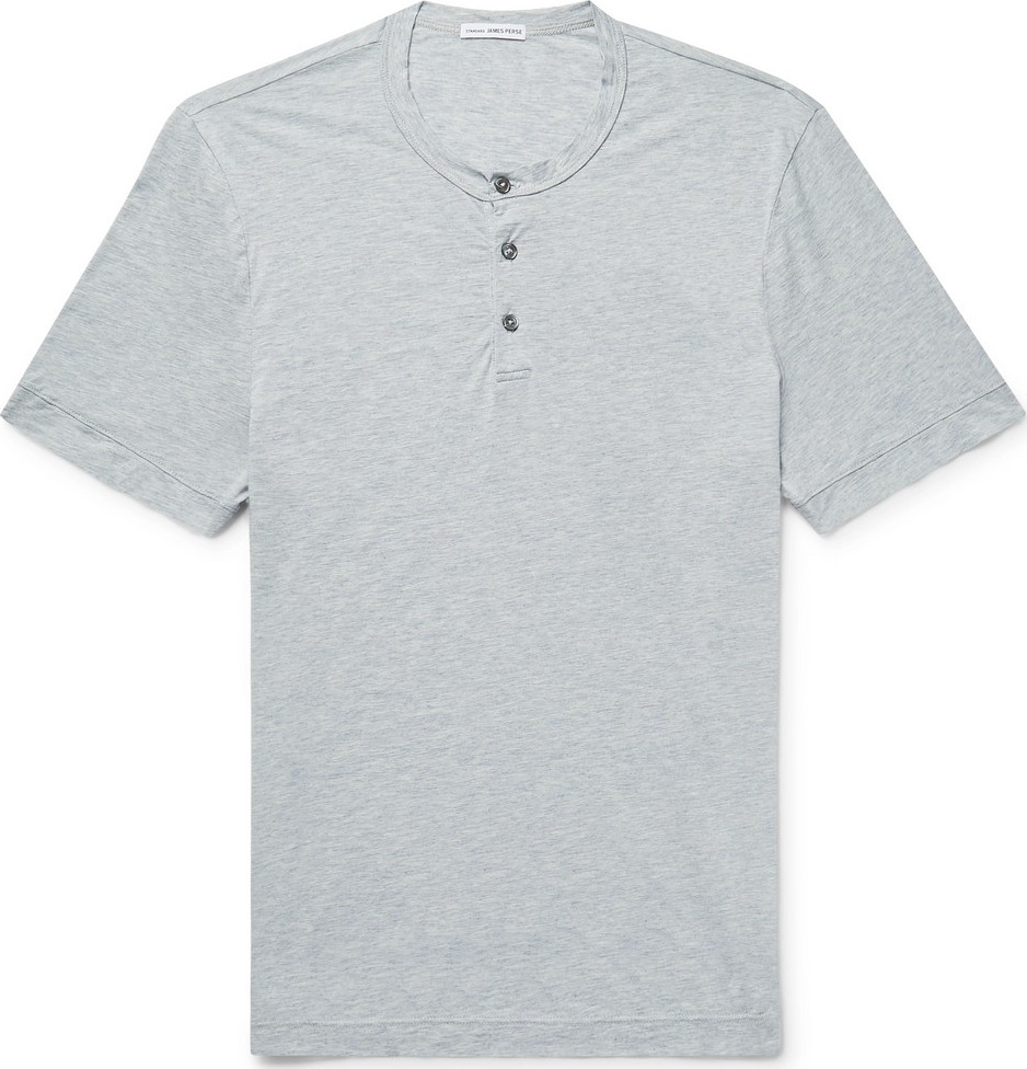 James Perse Mélange Cotton and Cashmere-Blend Jersey Henley T-Shirt