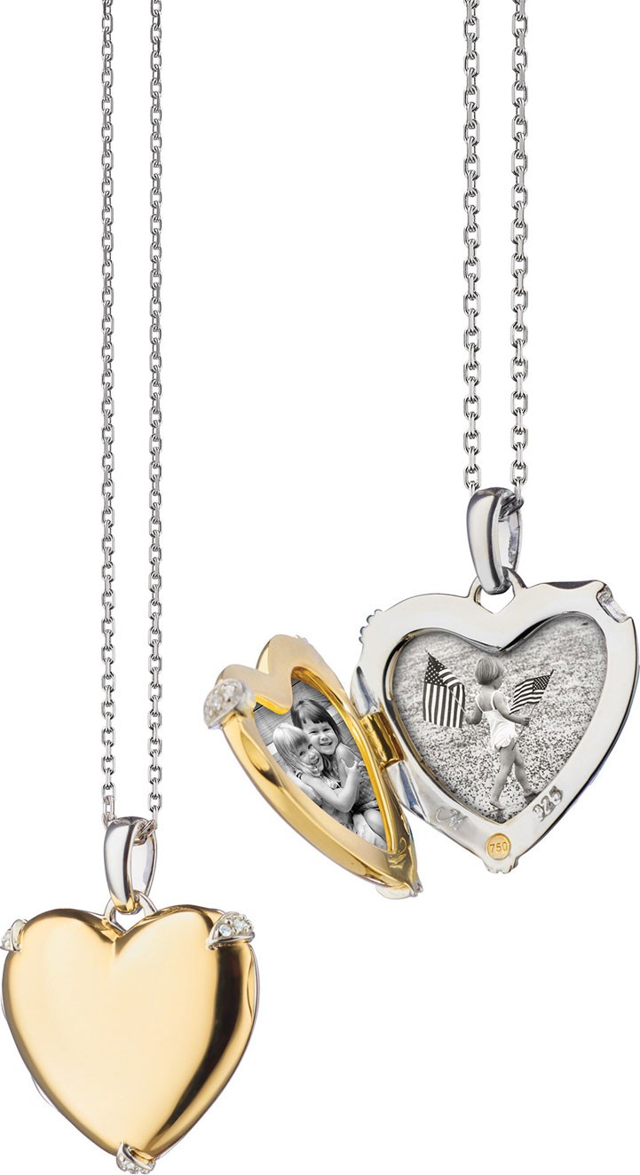 Monica Rich Kosann 18K Yellow Gold & Sterling Silver Heart Locket Necklace w/ Diamond Accents