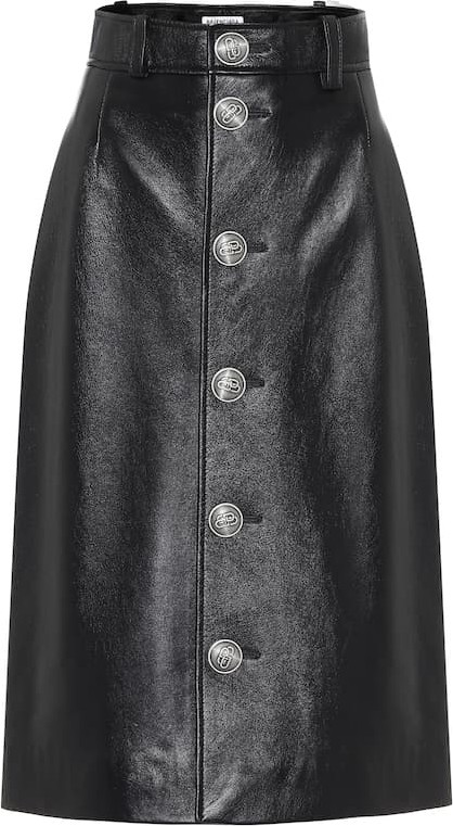 Balenciaga Leather midi skirt