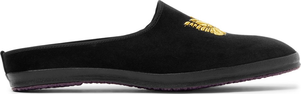 Needles Logo-Embroidered Velvet Slippers