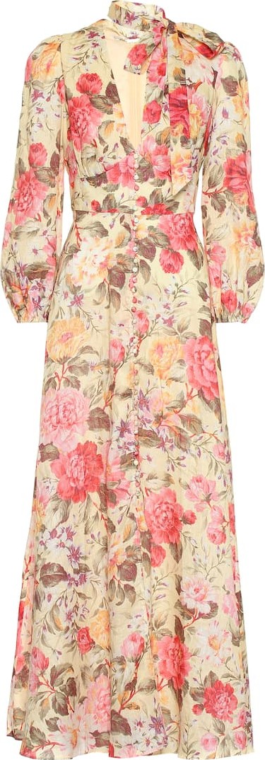 Zimmermann Honour Plunge floral linen dress