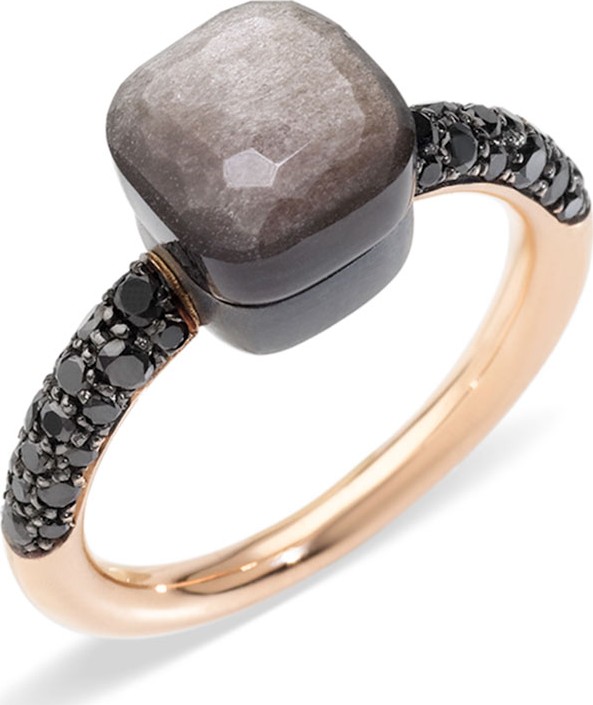 Pomellato NUDO 18k Gold/Titanium Petite Obsidian & Black Diamond Ring