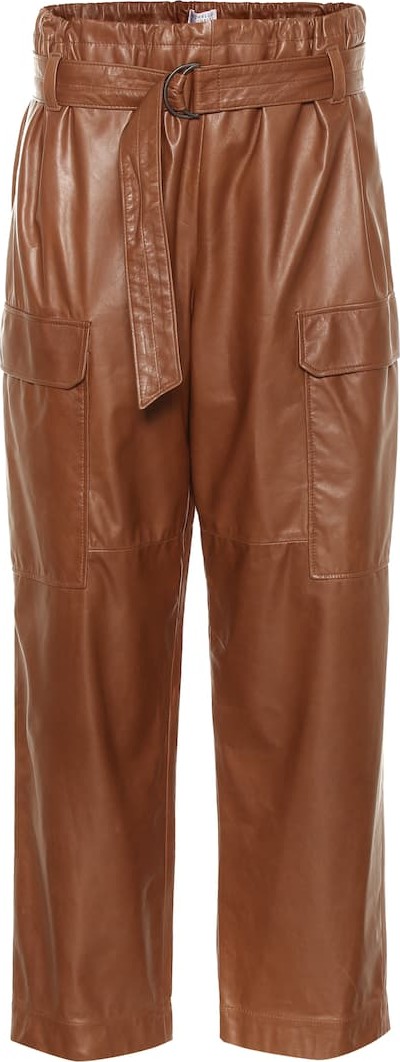 Brunello Cucinelli High-rise cropped leather pants