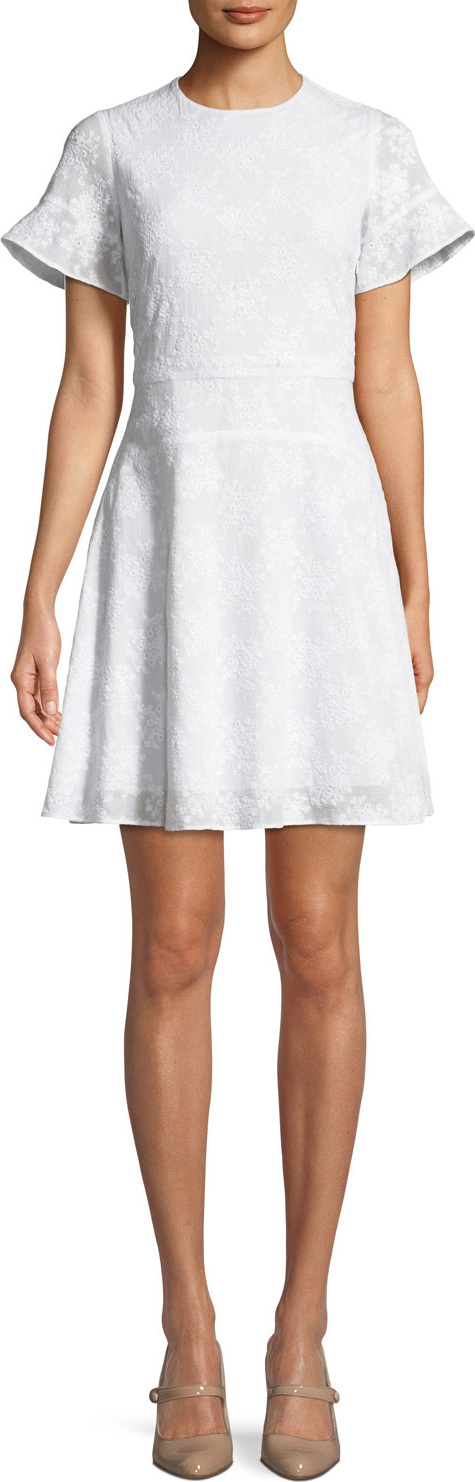 MICHAEL MICHAEL KORS Floral-Appliqué Puff-Sleeve Mini Dress