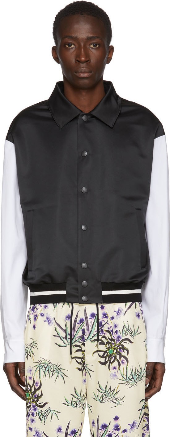 KENZO Black & White Varsity Blouson Bomber Jacket