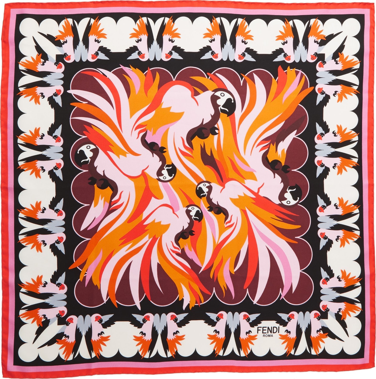 Fendi Parakeet Square Silk Scarf