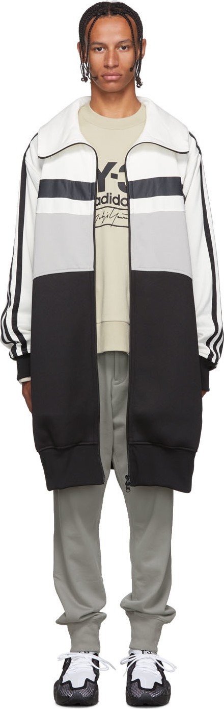 Y-3 White & Grey Oversize Varsity Track Jacket