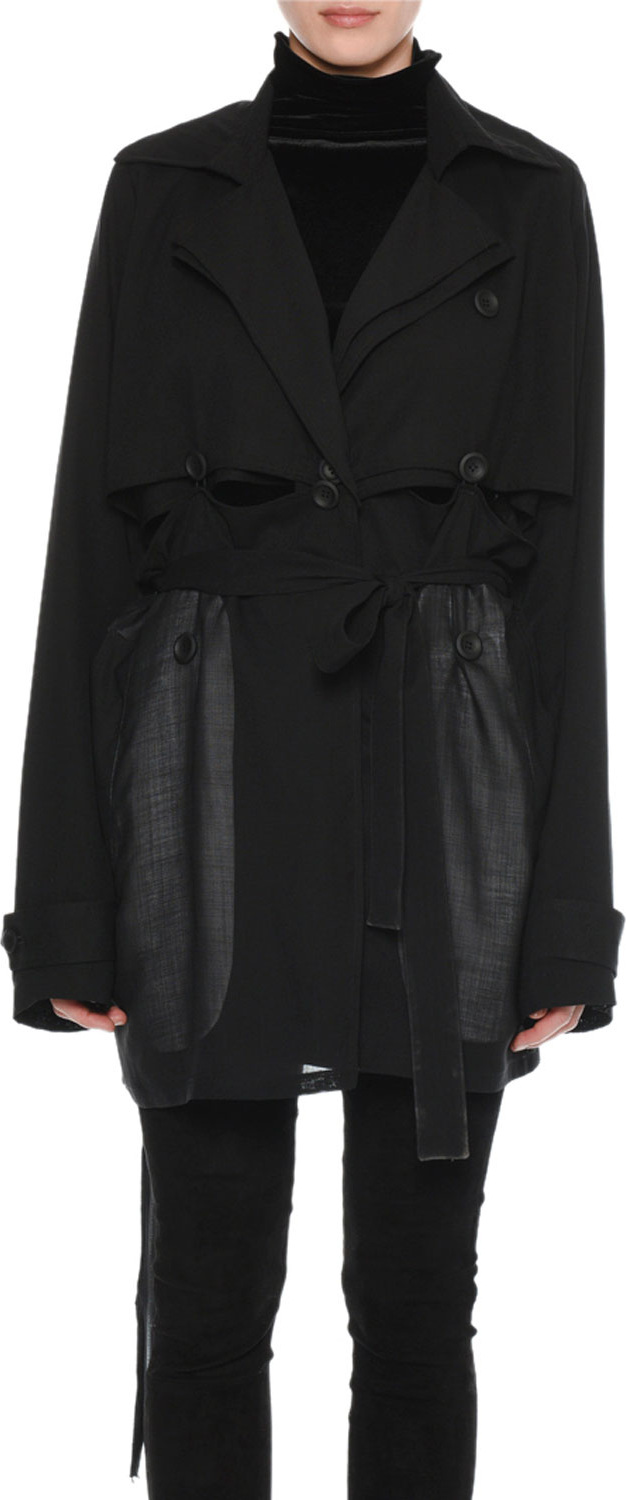 Unravel Deconstructed Double-Breasted Wool Trench Coat
