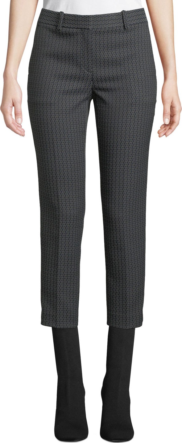 Theory Treeca Jacquard Slim-Fit Cropped Pants