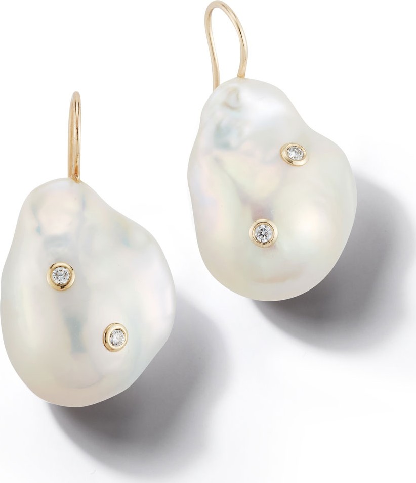 Mizuki 14k Baroque Pearl & Diamond Drop Earrings
