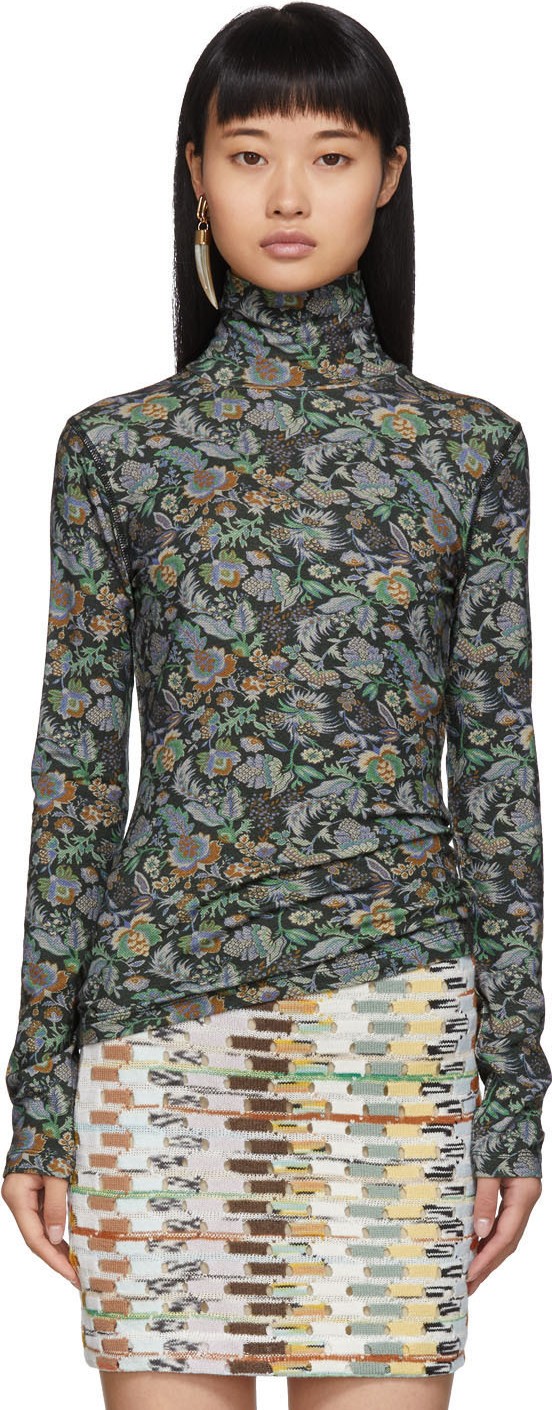 See By Chloé Green Winter Floral Turtleneck