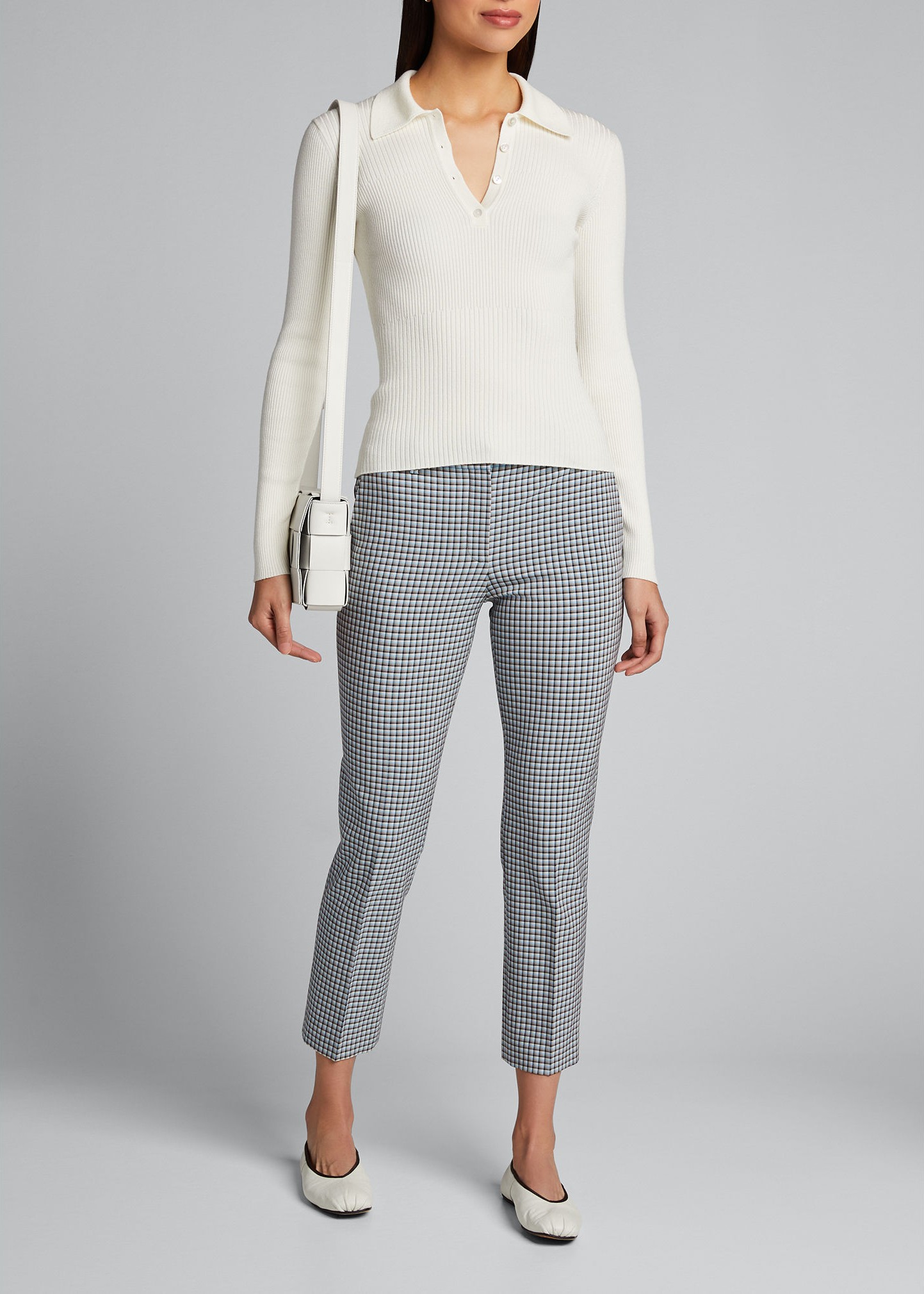 Theory Long-Sleeve Ribbed Polo Shirt