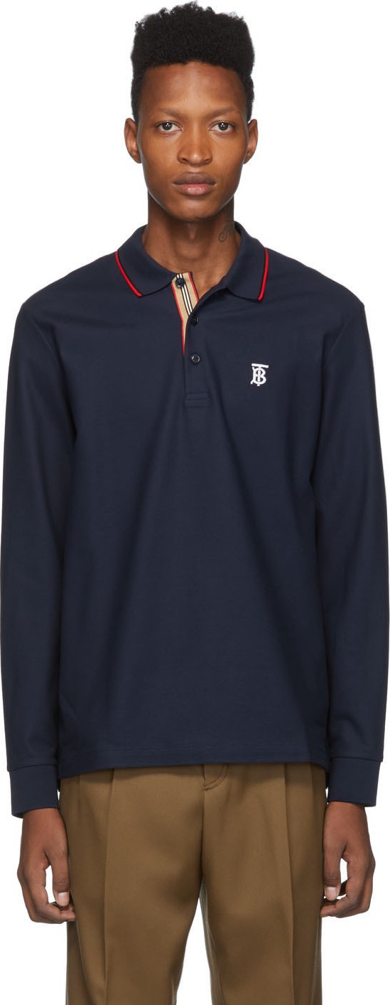 Burberry London England Navy Monogram Walton Polo