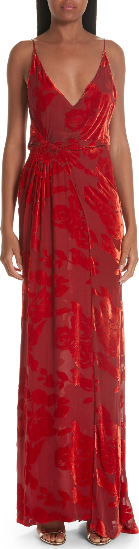 Galvan Rose Velvet Devoré Gown