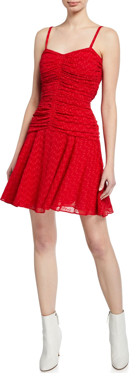 Jill Jill Stuart Sweetheart Eyelet Ruched Mini Dress