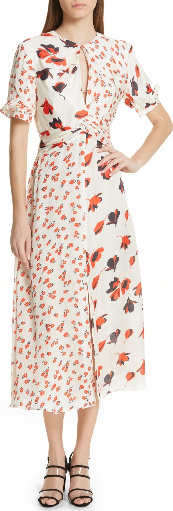 Self Portrait Mixed Floral Print Midi Dress