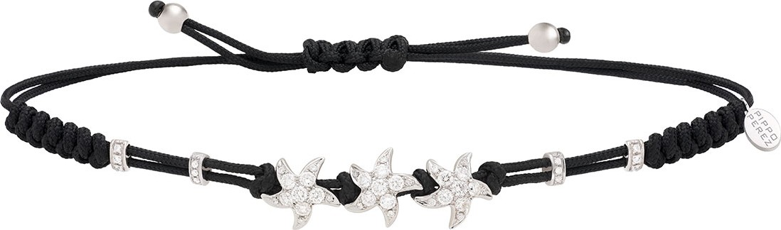 Pippo Perez 18k White Gold Diamond 3-Star Pull-Cord Bracelet