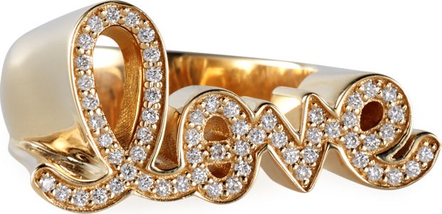 Sydney Evan 14k Diamond Love Script Ring, Size 7
