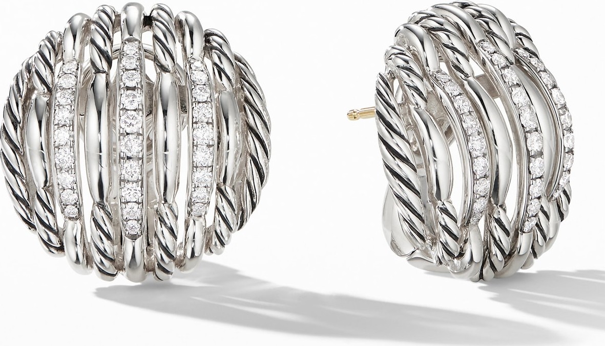 David Yurman Tides Diamond Button Earrings
