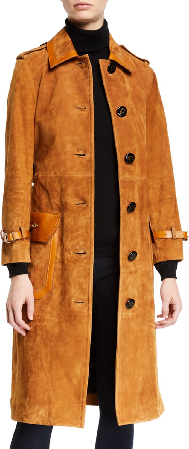 COACH Western Suede Belted Trench Coat