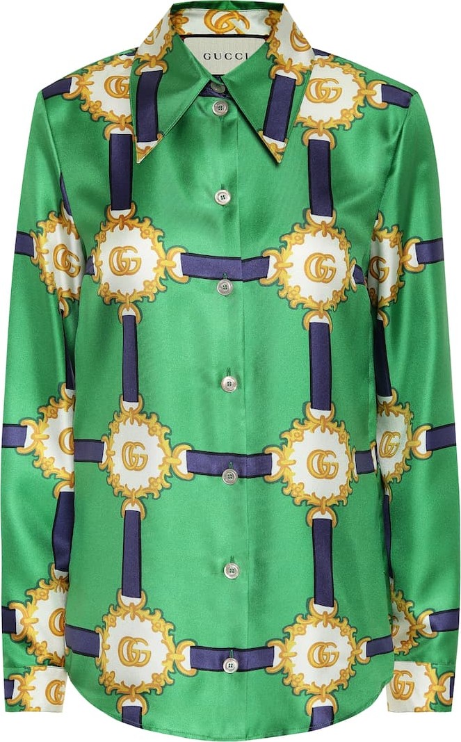 Gucci Printed silk-twill blouse