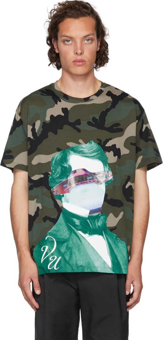 Valentino Green Undercover Edition V Face UFO Print T-Shirt