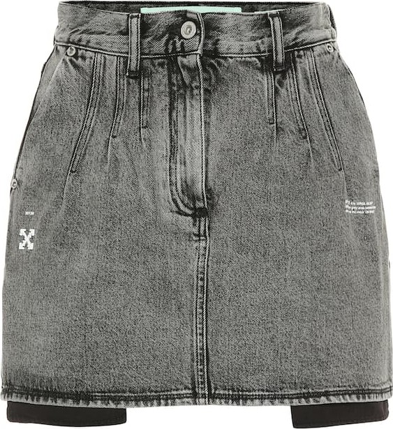 Off White High-rise denim miniskirt