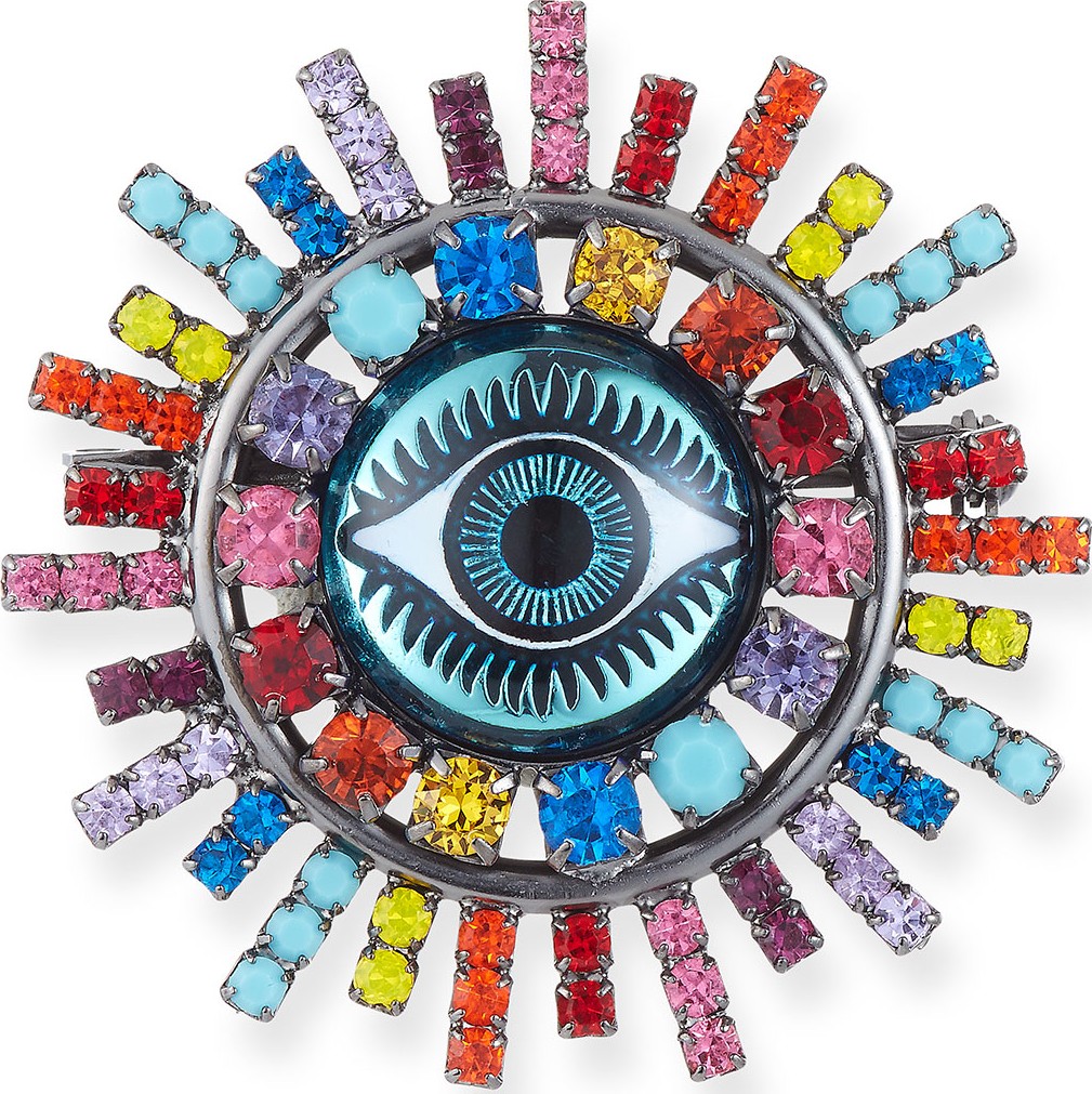 Elizabeth Cole Muriel Evil Eye Brooch in Rainbow