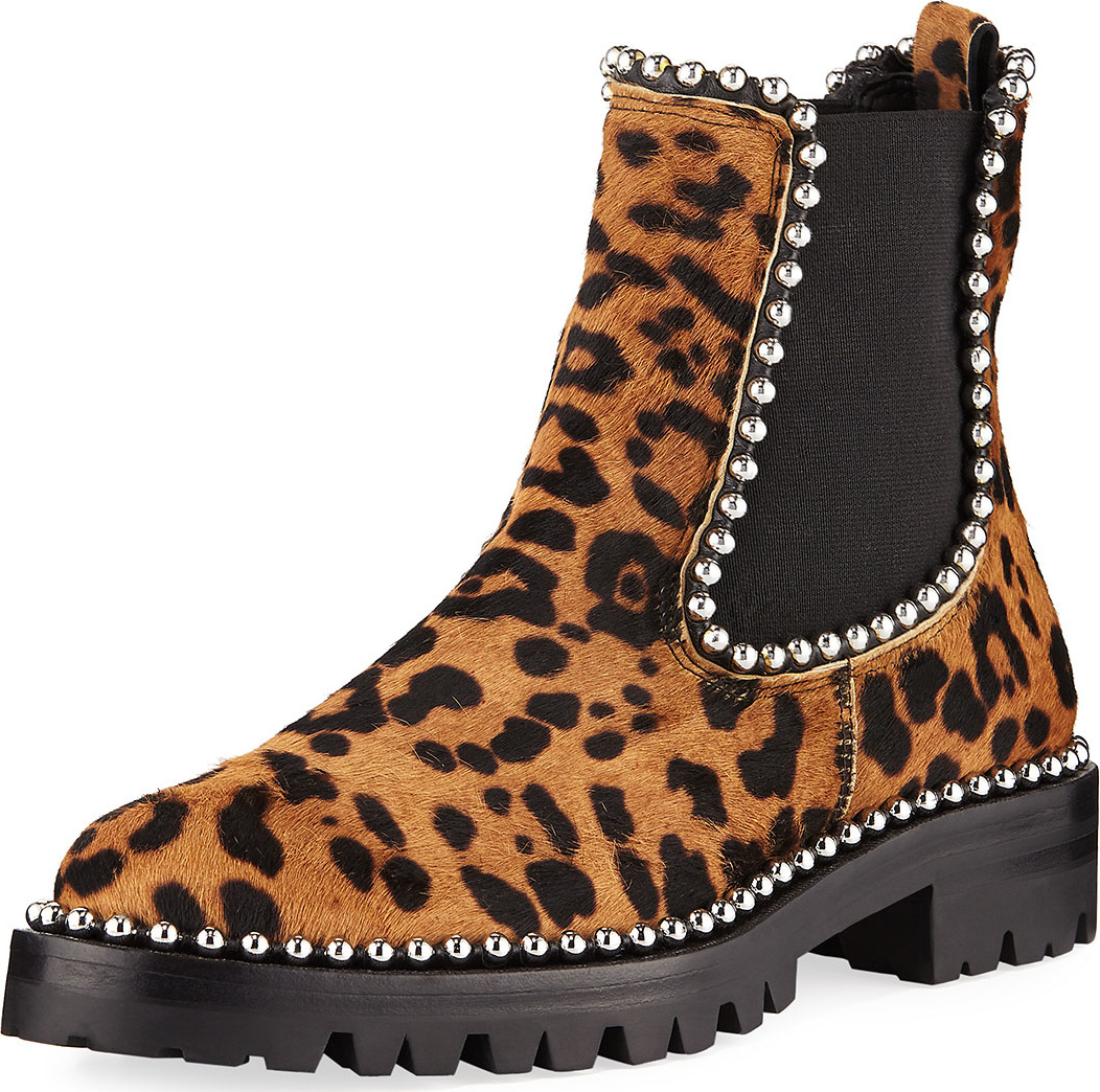 Alexander Wang Leopard Spencer Boots with Studs