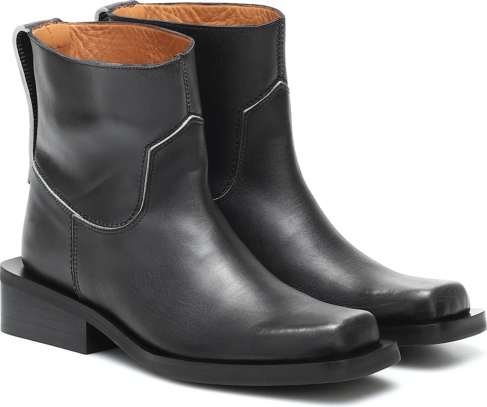 Ganni Low MC leather ankle boots