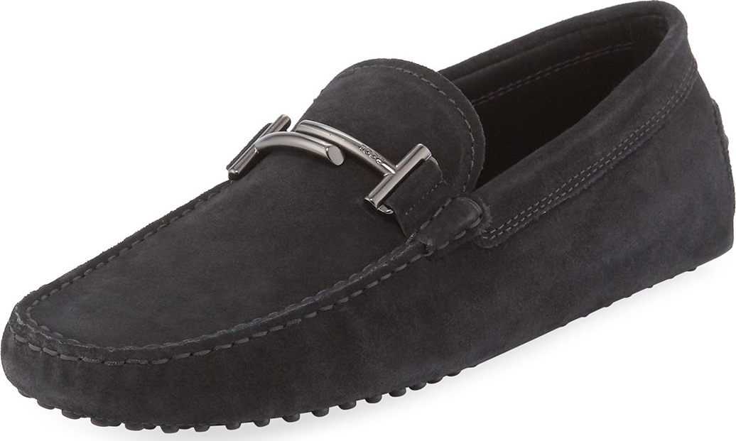 Tod's Gommini Double-T Suede Driver, Black