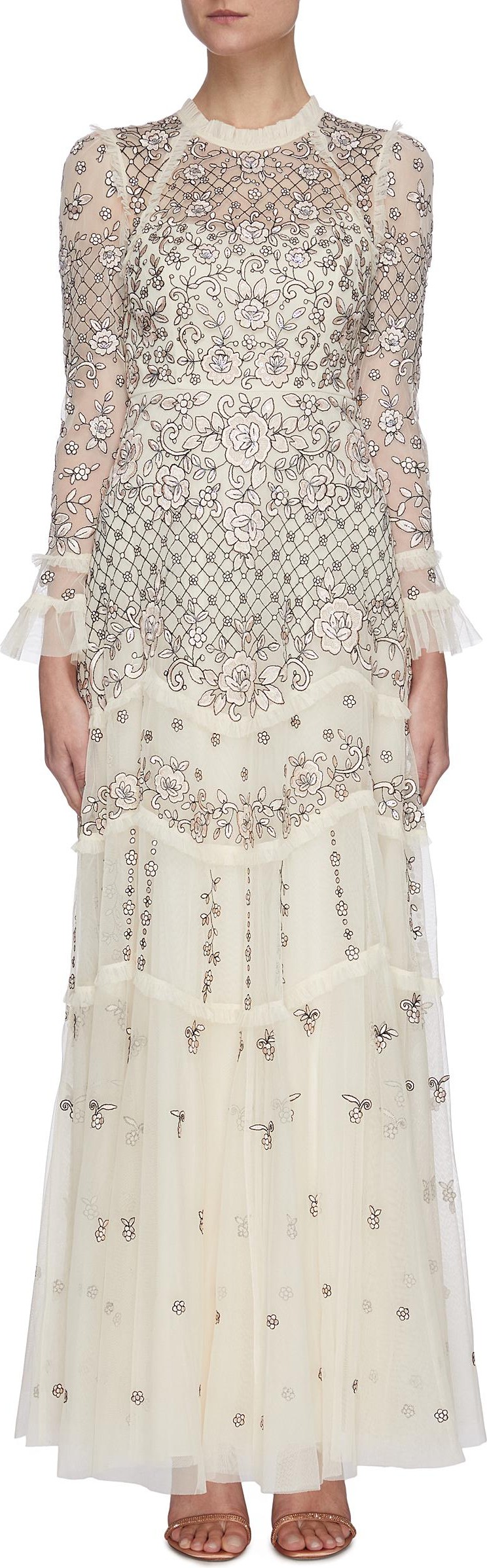 Needle & Thread ''Marigold Rose' ruffle embroidered gown