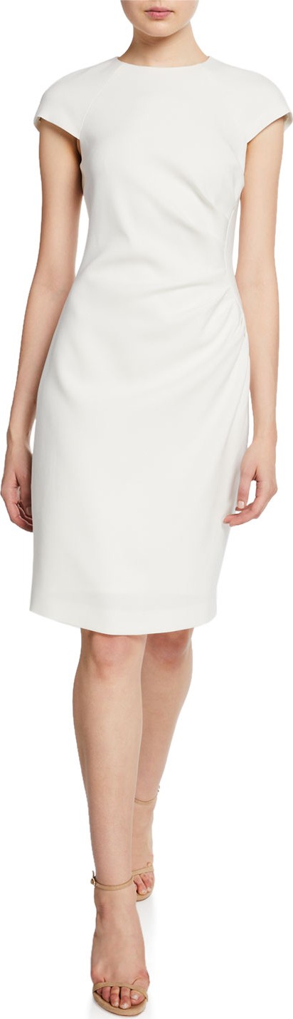 Elie Tahari Natalia Cap-Sleeve Ruched Sheath Dress Elie Tahari Natalia Cap-Sleeve Ruched Sheath Dress
