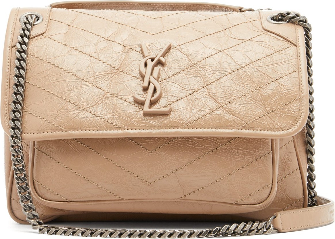 Saint Laurent Niki medium quilted crinkled-leather shoulder bag