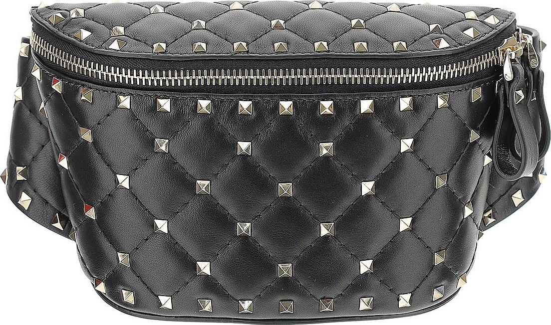 Valentino Black Rockstud Spike Belt Bag