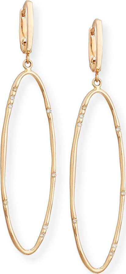 Vendorafa Elongated Oval Drop Earrings with Diamonds