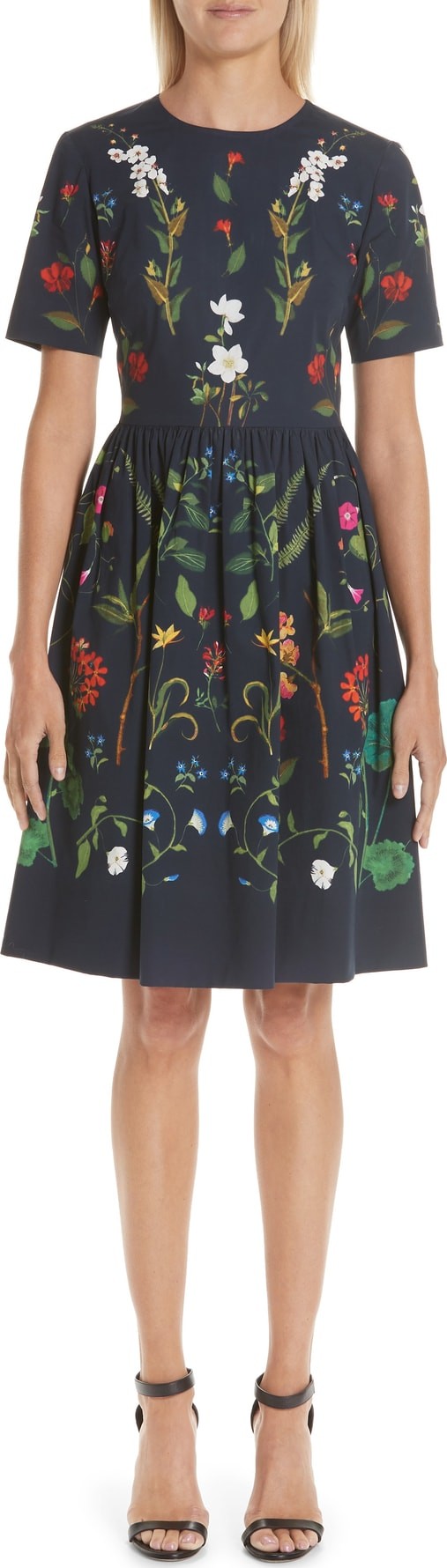 Oscar De La Renta Garden Print A-line Dress