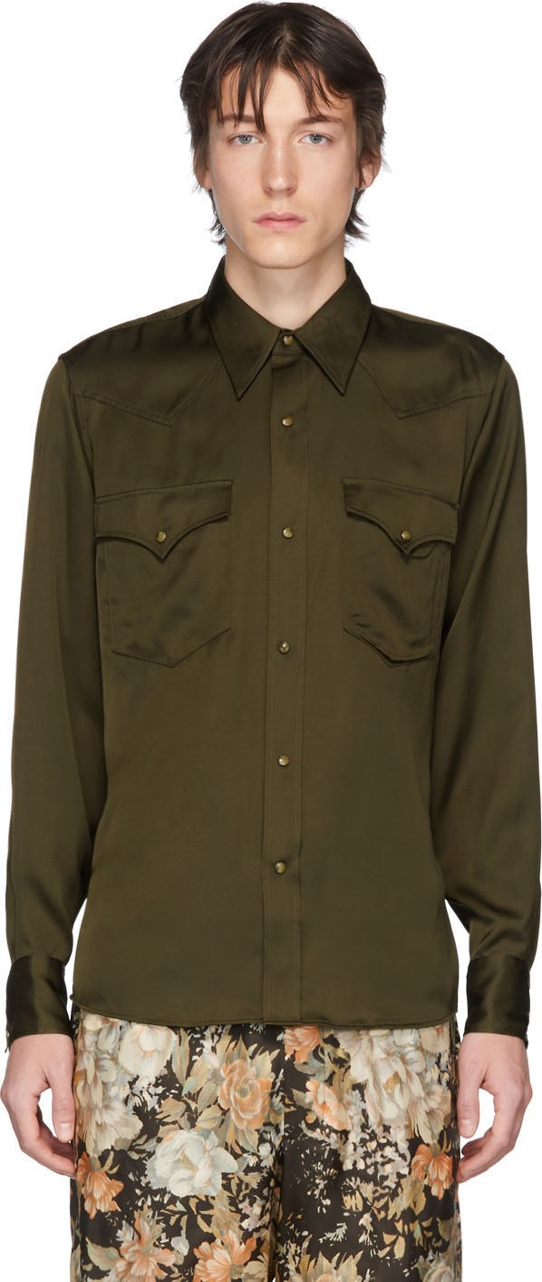 Dries Van Noten Khaki Curtain Shirt