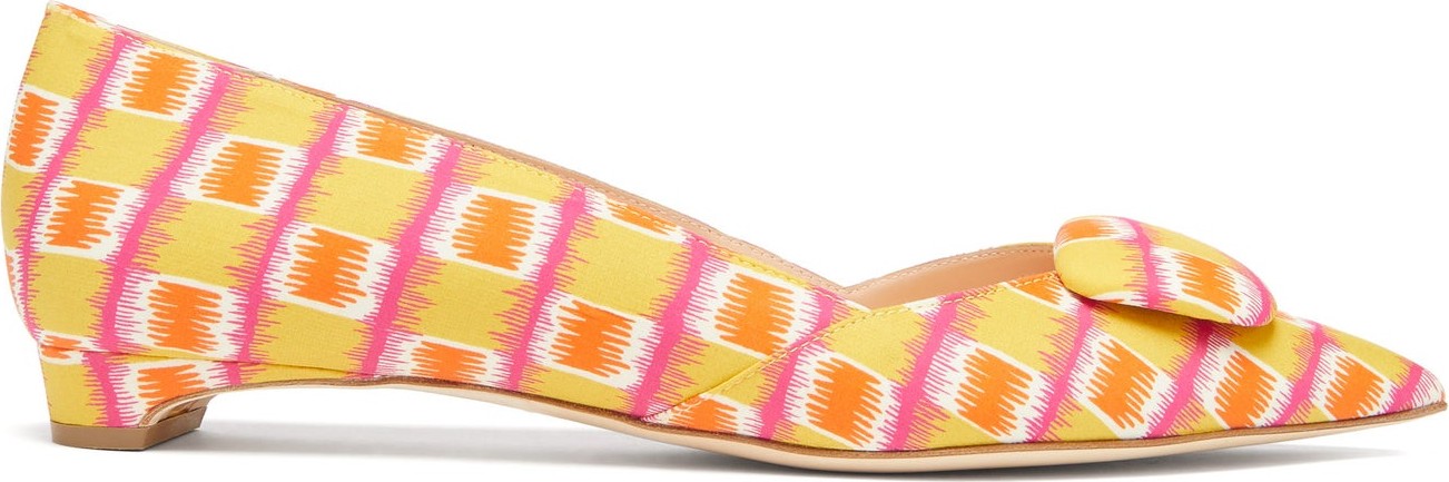 Rupert Sanderson Aga graphic-print point-toe poplin flats