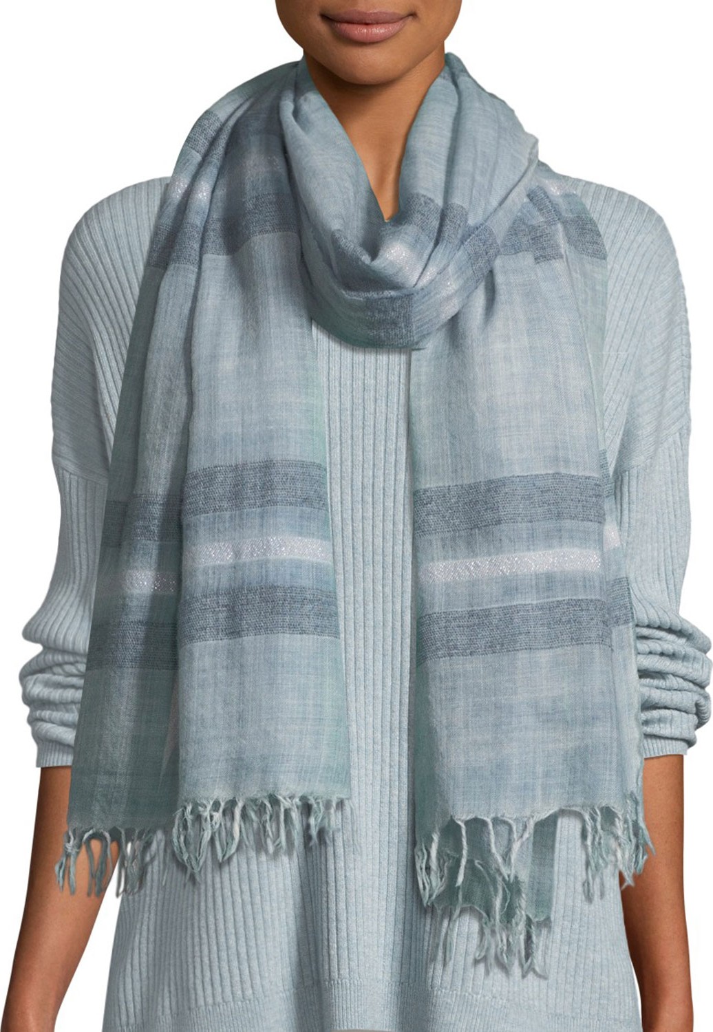 Eileen Fisher Dreamy Stripe Wool Scarf