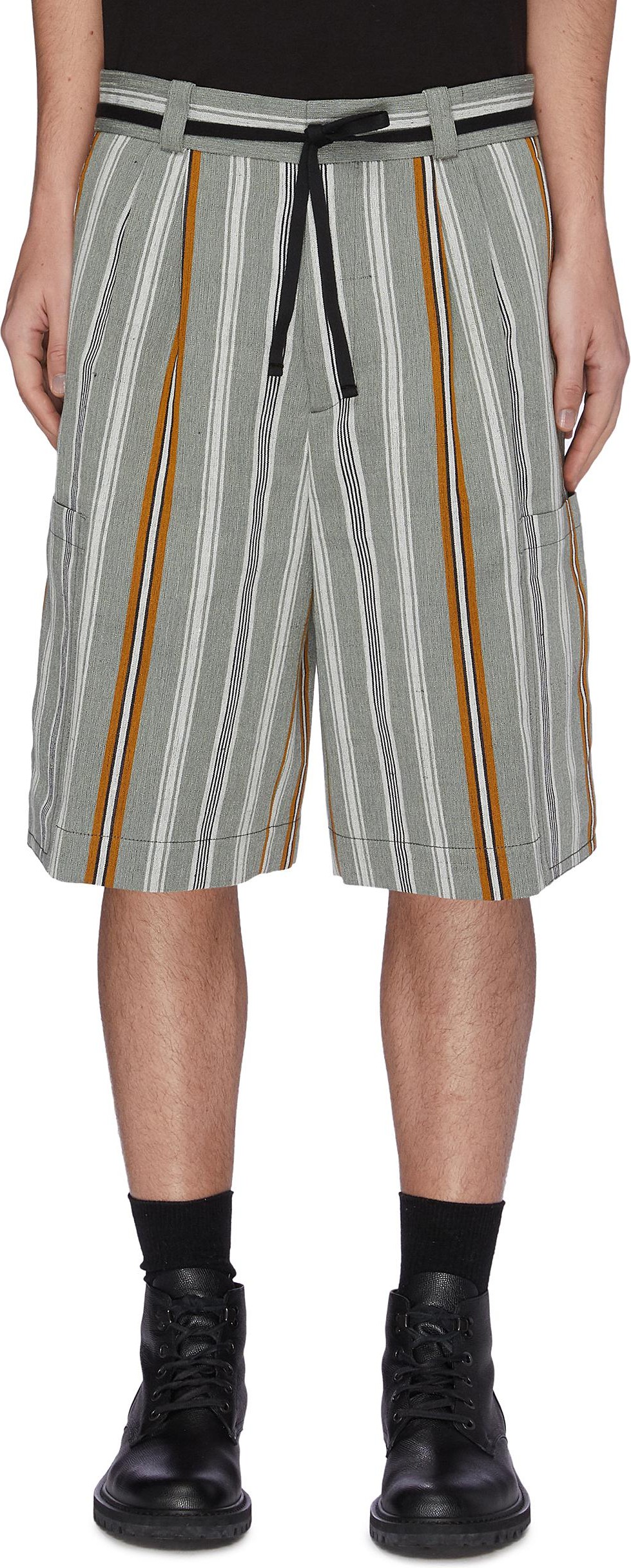 Jil Sander Belted stripe shorts