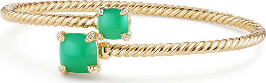 David Yurman Medium Châtelaine 18K Gold Bypass Bracelet with Chrysoprase & Diamonds