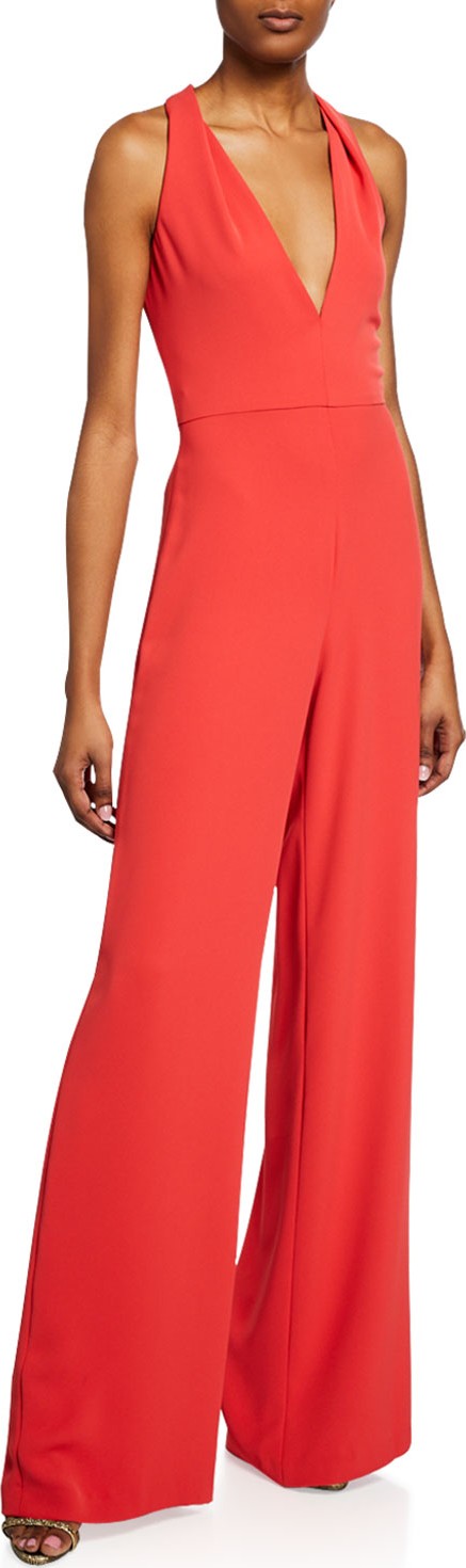 Jay Godfrey V-Neck Sleeveless Wide-Leg Jumpsuit