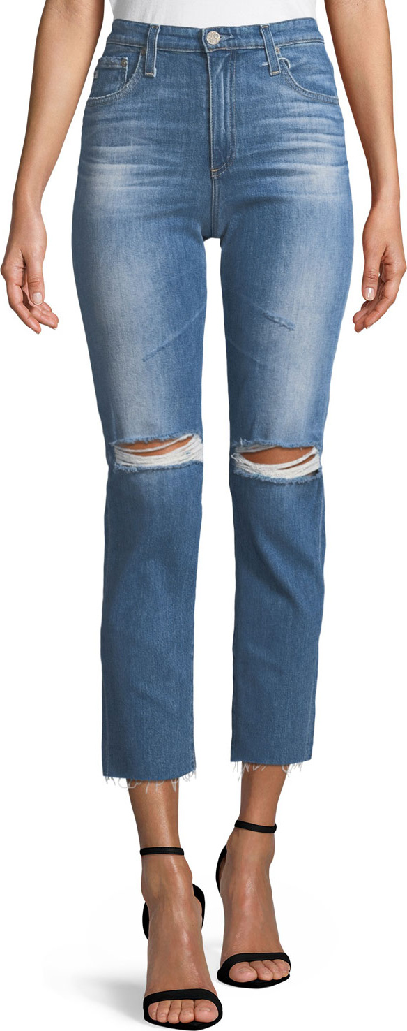 AG Jeans Isabelle High-Rise Straight-Leg Crop Jeans